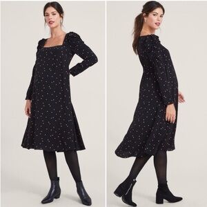 HATCH Stevie Maternity Dress Size 0 Black Red Floral Midi Square Neck USA